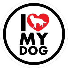 I Love My Golden Retriever With Heart Circle Sticker