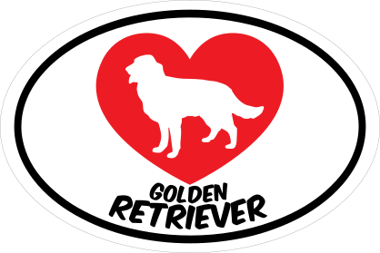 I Love My Golden Retriever With Heart Oval Sticker