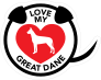 I Love My Great Dane Puppy Heart Circle With Tail Sticker