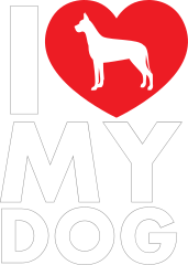 I Love My Great Dane Text With Heart Sticker
