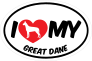 I Love My Great Dane With Big Text Oval Sticker