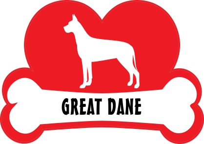 I Love My Great Dane With Dog Bone And Heart Sticker