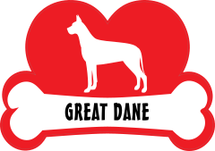 I Love My Great Dane With Dog Bone And Heart Sticker