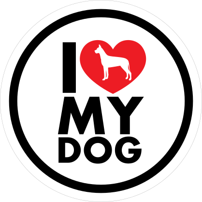 I Love My Great Dane With Heart Circle Sticker