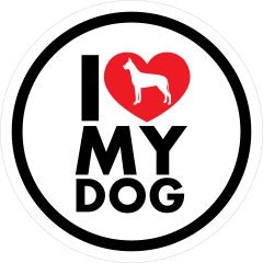 I Love My Great Dane With Heart Circle Sticker