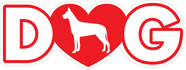 I Love My Great Dane With Heart For Letter O Sticker