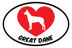 I Love My Great Dane With Heart Oval Sticker
