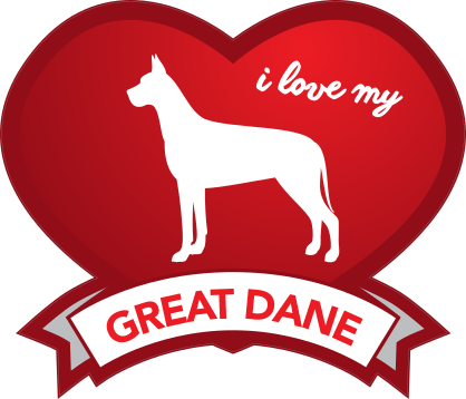 I Love My Great Dane With Shaded Heart Sticker