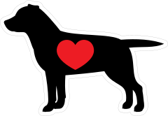 I Love My Labrador Silhouette With Heart Sticker
