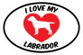 I Love My Labrador Text With Heart Oval Sticker