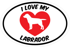 I Love My Labrador Text With Heart Oval Sticker