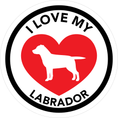 I Love My Labrador With Big Heart Circle Sticker