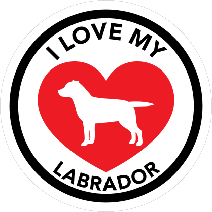 I Love My Labrador With Big Heart Circle Sticker