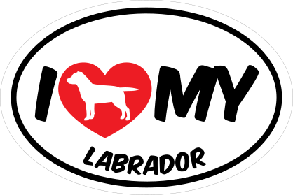 I Love My Labrador With Big Text Oval Sticker