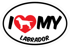 I Love My Labrador With Big Text Oval Sticker