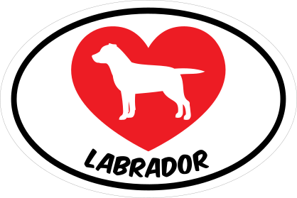 I Love My Labrador With Heart Oval Sticker