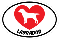 I Love My Labrador With Heart Oval Sticker