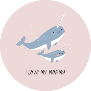 I Love My Mommy Cute Narwhal Sticker