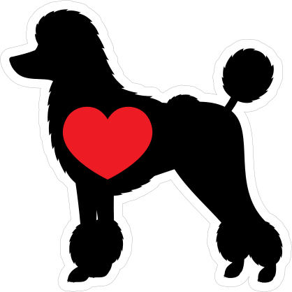 I Love My Poodle Silhouette With Heart Sticker