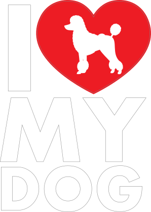 I Love My Poodle Text With Heart Sticker