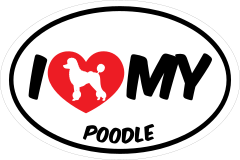 I Love My Poodle With Big Text Oval Sticker