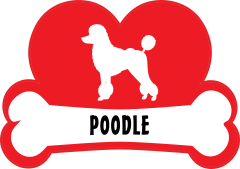 I Love My Poodle With Dog Bone And Heart Sticker