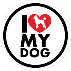 I Love My Poodle With Heart Circle Sticker