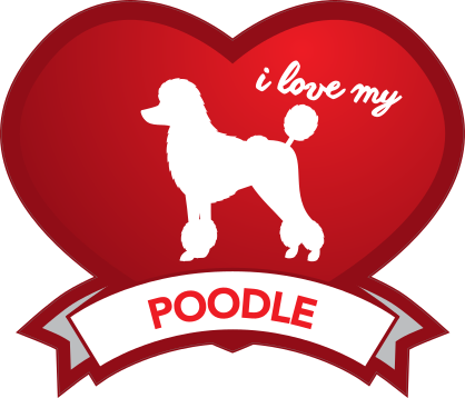 I Love My Poodle With Shaded Heart Sticker