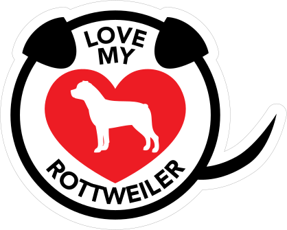 I Love My Rottweiler Puppy Heart Circle With Tail Sticker