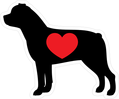 I Love My Rottweiler Silhouette With Heart Sticker
