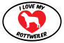 I Love My Rottweiler Text With Heart Oval Sticker