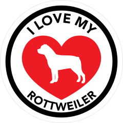 I Love My Rottweiler With Big Heart Circle Sticker