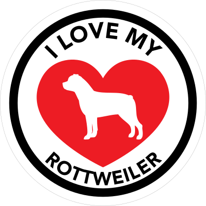 I Love My Rottweiler With Big Heart Circle Sticker
