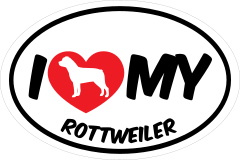 I Love My Rottweiler With Big Text Oval Sticker