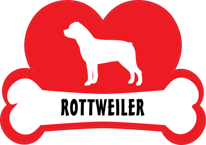 I Love My Rottweiler With Dog Bone And Heart Sticker