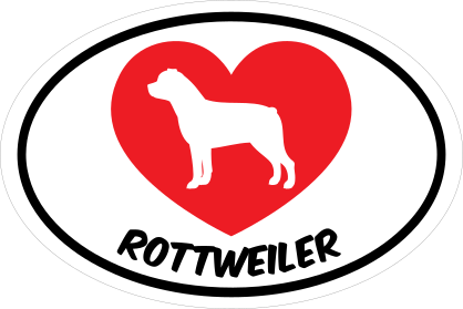 I Love My Rottweiler With Heart Oval Sticker