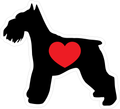 I Love My Schnauzer Silhouette With Heart Sticker