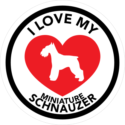 I Love My Schnauzer With Big Heart Circle Sticker