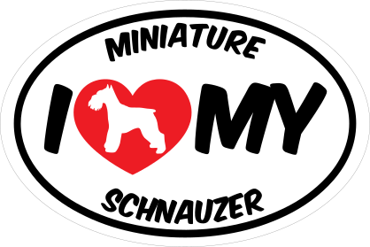 I Love My Schnauzer With Big Text Oval Sticker