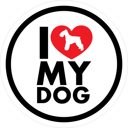 I Love My Schnauzer With Heart Circle Sticker