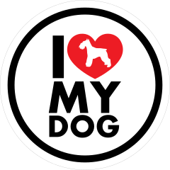 I Love My Schnauzer With Heart Circle Sticker