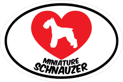 I Love My Schnauzer With Heart Oval Sticker