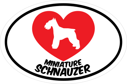 I Love My Schnauzer With Heart Oval Sticker