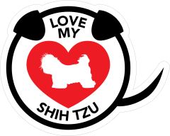 I Love My Shih Tzu Puppy Heart Circle With Tail Sticker