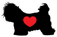 I Love My Shih Tzu Silhouette With Heart Sticker