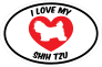 I Love My Shih Tzu Text With Heart Oval Sticker