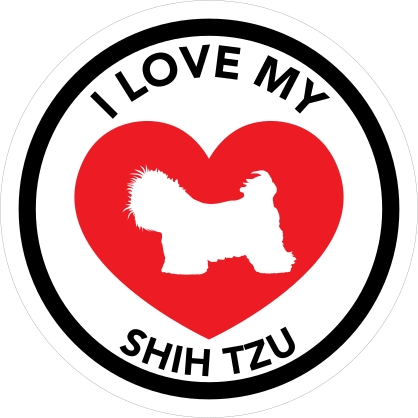 I Love My Shih Tzu With Big Heart Circle Sticker