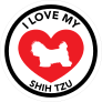 I Love My Shih Tzu With Big Heart Circle Sticker