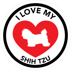 I Love My Shih Tzu With Big Heart Circle Sticker