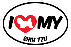 I Love My Shih Tzu With Big Text Oval Sticker